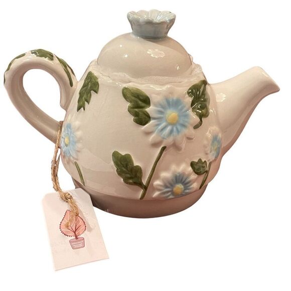 Connections Tea for One. Teapot and Cup. Color: Blue Floral - Picture 1 of 5